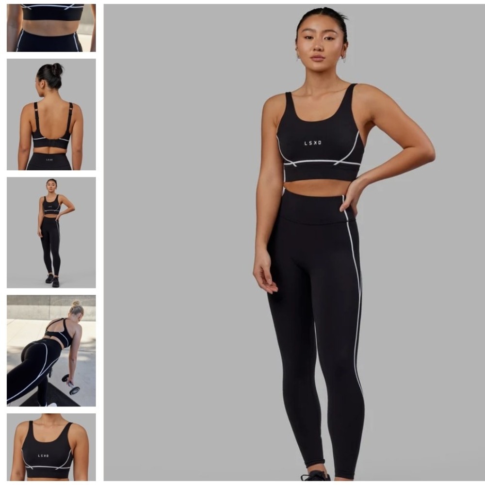 LSKD Pulse Sports Bra Black White Piping WABR00251-Black Women XS NWT NEW - Picture 2 of 16